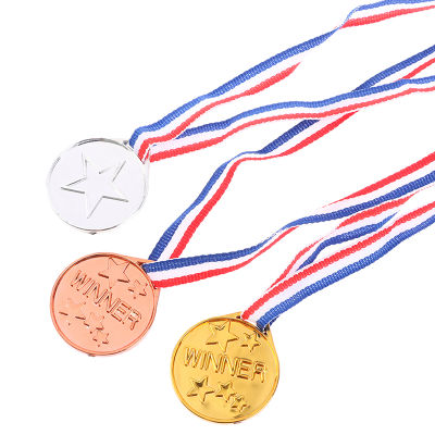 ruyifang 3pcs Gold Silver Bronze พลาสติกผู้ชนะเหรียญกีฬาวันปาร์ตี้รางวัล