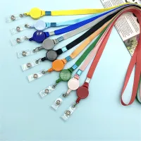 9 สีผู้ถือป้าย Retractable Lanyard ID ชื่อแท็กผู้ถือป้ายบัตรวงล้อโซ่คลิปแขวนเชือกพวงกุญแจสายคล้องคอ-Huidkeir