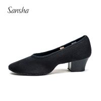 【Love ballet】 Sansha ผู้หญิงสาวผ้าใบครูรองเท้าส้นต่ำหนังนิ่มเต็มหนัง Outsole CL35C