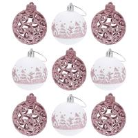 【cw】9pcs Christmas Balls Xmas Tree Hanging Pendants Shiny Christmas Tree Ball Drop Ornament Home DIY Decor Accessories ！