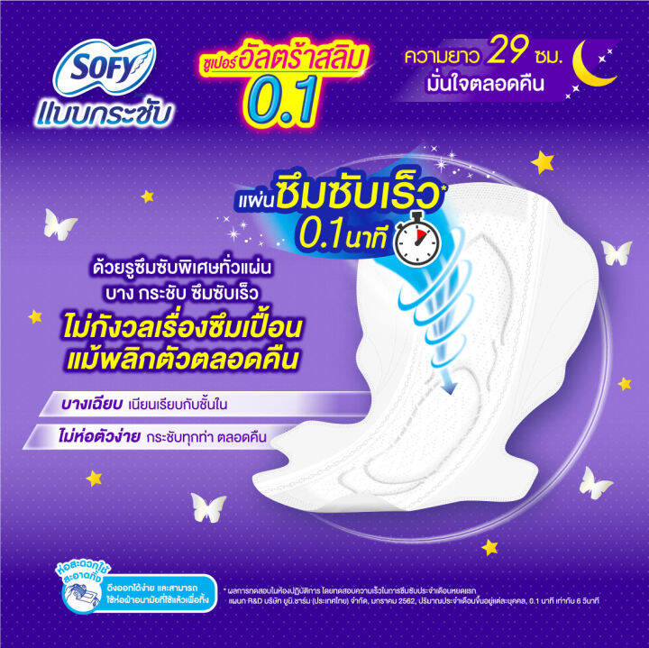 ซื้อ-6-แถม-1-sofy-โซฟี-แบบกระชับ-ซูเปอร์อัลตร้า-สลิม-0-1-ผ้าอนามัยสำหรับกลางคืน-แบบมีปีก-29-ซม-จำนวน-16-ชิ้น-6-แพ็ค