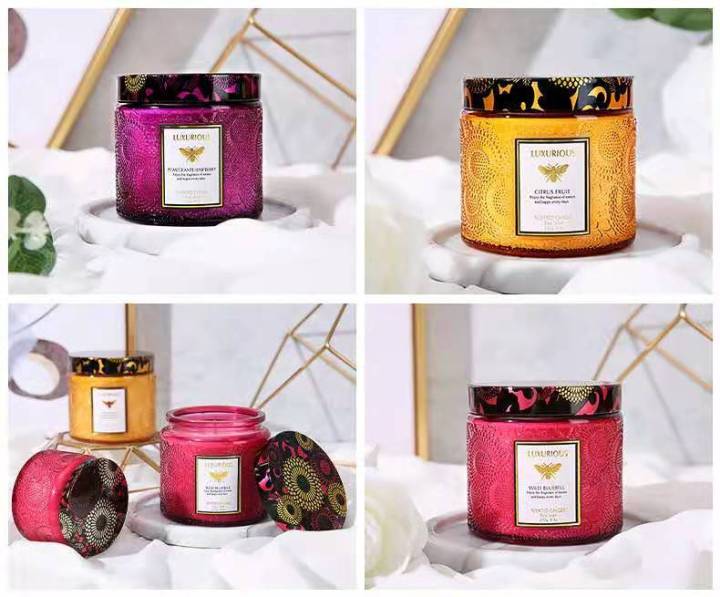 LUXURIOUS SCENTED CANDLE AROMATIC CANDLE SOY WAX ESSENTIAL OIL