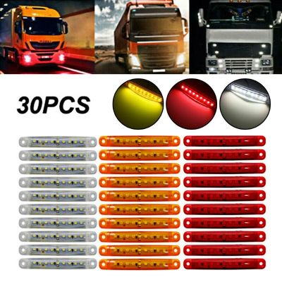 30X Sealed Red White 9 LED Side Marker Lights for Truck Trailer Lorry 4inch Rear Side Lamp