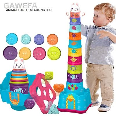 เมนบอร์ด Mainan Montessori Unbayi Lembut Cangkir Susun Bayi Mainan Kastil Bersarang Bentuk Cangkir Sorter untuk Bayi Susun Blok untuk Balita