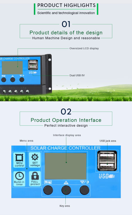 pwm-10-20-30-60a-โซล่าชาร์จเจอร์-solar-charge-controller-แบตเตอรี่-12v-24v-lcd-display-dual-usb-solar-panel-charger