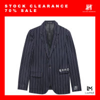 (SIX P.M.) BOXY BLAZER WITH ASYMMETRIC POCKET DESIGN / เสื้อสูท เบลเซอร์ ลาย pencil stripe กระเป๋าซ้ายขวา ไม่สมมาตร / S19