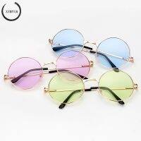 Kacamata Colorful Ocean Glasses Retro Round Sunglasses Alloy Frame Vintage Eyewear