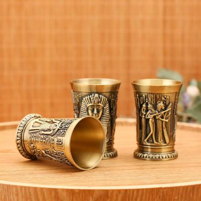 【CW】 Drinking Cup Anti-rust Shock-resistance Zinc Alloy Visual Effect Egypt Wine Glass