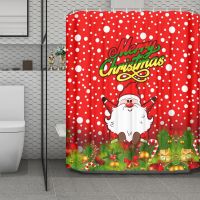 Merry Christmas Decorations Shower Curtain Gift Waterproof Polyester Fabric Bathroom Decoration 70.87 x 66.14 Inches with 12 Hooks