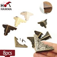 ✉☽✁ 8PCS Decorative Antique Brass Box Corners Brackets For Furniture Picture Frame Corner Decorative Corner Protector 31mm Nails