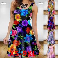 Women Fashion  Off Shoulder Floral Printed Dress Plus Size Casual Sexy Dresses XS TO 6XL