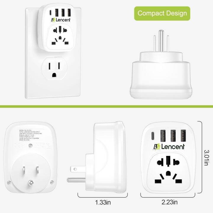 new-popular-lencenttoadapter-พร้อม1outlet-3-usb-1-type-c-portadapter-overload-protection-ซ็อกเก็ตผนัง5-in-1