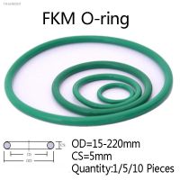 ❀❖ 1/5/10pieces Green FKM O Ring CS 5mm OD 15-220mm Fluorine Rubber O-Ring Mechanical Seal