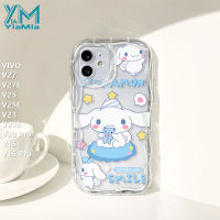 YiaMia เคสโทรศัพท์แฟชั่นสำหรับ VIVO V27 V27E V25 V25E V23 V23E V20โปร V15 V15 Pro เคสลายการ์ตูนน่ารักลาย Cinnamoroll 3D ขอบหยักแบบนิ่มสุดน่ารักฝาครอบหลังซิลิโคน