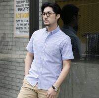 เสื้อเชิ้ตแขนสั้น Oxford รุ่น TheDOT. ผ้าทอ Twill หนานุ่ม ใส่สบาย ทนทาน