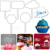 อะคริลิค Cupcake Toppers ใสวงกลม DIY เค้ก Topper สำหรับงานแต่งงานวันเกิดเค้กตกแต่งเครื่องมือ-Luqiande