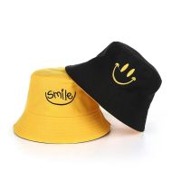 【CW】 Hat for Men Smiley Embroidery Cotton Double-Sided Wearable Bob Fashion Panama Cap