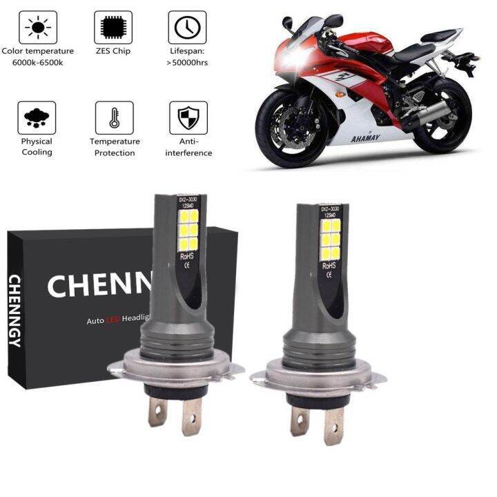 1 Year warranty 2x White 6000K H7 LED Headlight Bulbs Kit for Yamaha