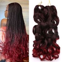 Synthetic Spiral Curls Loose Wave Crochet Hair Braids Pre Stretched Braiding Hair Extensions For Women Ombre Black French Curls