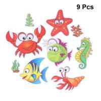 9Pcs Bathroom Anti slip Stickers Waterproof PU Rubber Shrimp Crab Patterns Cartoon Household Room Bathtub Tape Sand Stickers A30