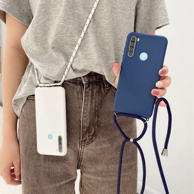 Strap Cord Chain Lanyard Silicone Case for Xiaomi Redmi Note 10X 9 9S 8 8T 7 6 5 9A 9C 8A 7A 6A Candy Color Soft TPU Back Cover