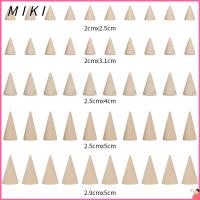 MIKI 10ชิ้นอุปกรณ์จัดแสดงที่สร้างสรรค์ชั้นวางกล่องเครื่องประดับนิ้วรูปทรงกรวยที่ตั้งแสดงแหวนไม้ธรรมชาติ