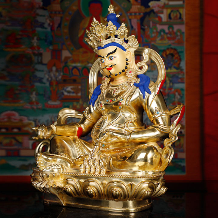 brand-new-อุปกรณ์ที่จำเป็นของพระพุทธศาสนาทิเบตพระพุทธรูปเนปาลทองทองแดงบริสุทธิ์-tantric-protector-พระพุทธรูปรูปปั้น-huang-caishen-พระพุทธรูปทิเบตเนปาล