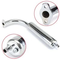 Chrome Silver Muffler Exhaust Pipe for 49cc 60cc 66cc 80cc 2-Stroke Motorized Bicycle Motorycle Exhaust Pipe Muffler