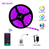 5M(16.4ft) RGB Strip Light 30LEDsM Waterproof kit App control Sync with music 16 million colors LED light strip for home lighti