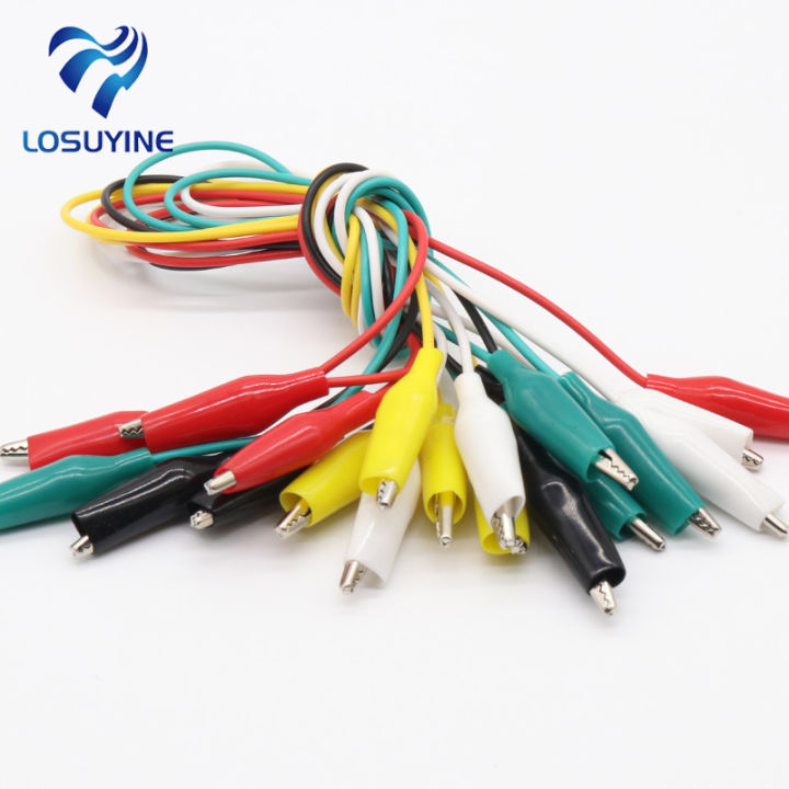 10pcs Line length 45cm Crocodile clip number 28mm Double-ended Crocodile Clips Cable Alligator Clips Wire Testing Wire Clip