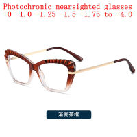 Finished Myopia Glasses Women Transition Sunglasses Photochromic Eyeglasses Shortsighted Eyewear Cat Eye Glasses 0 to -4.0 NX