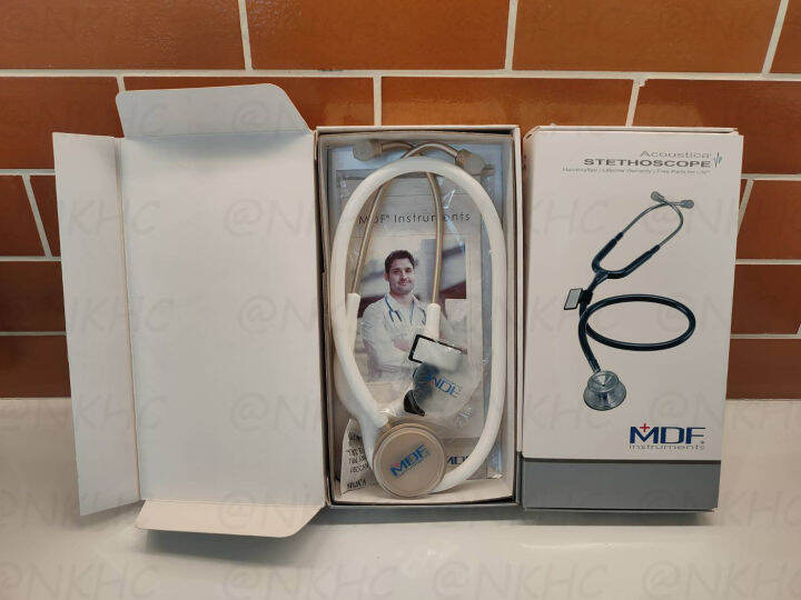 หูฟังทางการแพทย์-stethoscope-ยี่ห้อ-mdf747xp-acoustica-mod-สีทอง-ขาว-color-gold-white-mdf747xp-k29