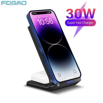 30W Dual Wireless Charger Stand For iPhone 14 13 12 11 XS Max XR XS X 8 Plus 2 in 1 Fast Charging Dock Station for Airpods 3 Pro
