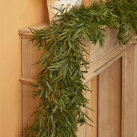 PARTY JOY 1.95M Artificial Podocarpus Leaves Garland Pine Tree Rattan Hanging Ornament For Kids Green Christmas Xmas Decor