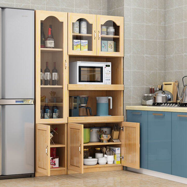Solid wood pine sideboard kitchen lockers tea cupboards