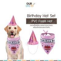 Pet Birthday Set หมวกวันเกิด+ผ้าพันคอ รุ่น PVC Star เหมาะกับน้องขนาดกลาง-ใหญ่