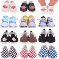 Doll Shoes Handmade Canvas Shoes 7Cm Shoes For 18 Inch American of girl` 43Cm Baby New Born Doll Accessories Our Generation Toy