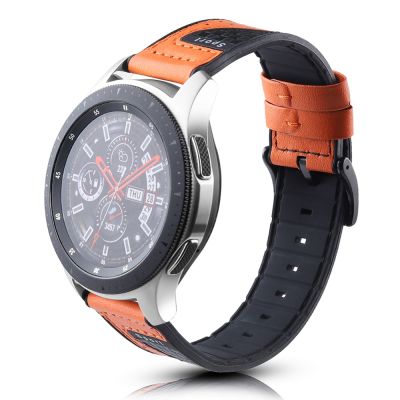 [ร้อน] สายรัดหนังระบายอากาศแนวสปอร์ต22มม. + สายซิลิโคนสำหรับ Samsung Galaxy Watch 3สายขนาด45มม. 46มม. สำหรับ Huawei GT 3 2 /Pro Runner