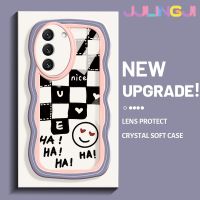 Jlingji เคสสำหรับ Samsung S22บวก S22อัลตร้า5กรัมสีดำสีขาวสี่เหลี่ยมลายคลื่นคอลอร์ TPU ใสนุ่มเคสมือถือกันกระแทกแม่นยำเคสกล้องรูเข็มทนต่อการสึกหรอฝาครอบป้องกันซิลิกาเจล