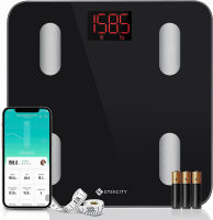 Etekcity Scales for Body Weight, Bathroom Digital Weight Scale for Body Fat, Smart Bluetooth Scale for BMI, and Weight Loss, Sync 13 Data with Other Fitness Apps, Black, 11x11 Inch Black Bluetooth Scale