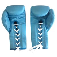 Windy  Lace up Gloves (8,10,12,14,16 oz ฺ) Light Blue Genuine Leather  Muay Thai MMA K1 นวมเชือก ชกมวยไทย วินดี้สปอร์ต ทำจากหนังแท้ สีฟ้า