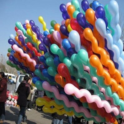 100Pcs Screw Twisted Latex Balloon Spiral Thickening Long Balloon Bar KTV Party Supplies Strip Shape Balloon Inflatable Toys Balloons