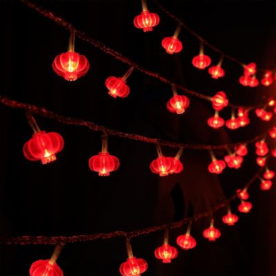 Red Lantern Pendant LED Chinese Knot String Lights Fairy Lights Flashing Decoration for Holiday Street Home Battery USB Powered