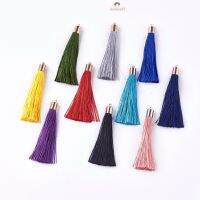 10 pc Polyester Tassel Big Pendant Decorations with Alloy Finding Golden Old Rose 58~65x7~25mm Hole: 1.5mm