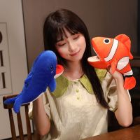 Cute Marine Animals Plush Toy Hand Finger Story Puppet Stuffed Shark Octopus Crocodile Whale Penguin Educational Doll for Kids