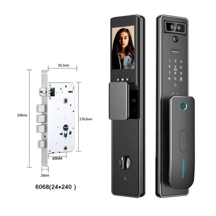 ประตูล็อคอัจฉริยะจดจำใบหน้า3d-พร้อมกล้องลายนิ้วมือกล้องนิรภัยรหัสผ่านอัจฉริยะกุญแจอิเล็กทรอนิกส์ไบโอเมตริกซ์