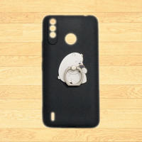 Case for Itel A56 Pro A26 A37 A49 A58 S16 P36 P37 Vision 1 Plus 2 3 2S A17 A23 A27 LTE A33 P17 P38 3D Cute White Bear Finger Ring Stand Holder Soft TPU Phone Cover