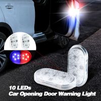 2Pcs 10 LEDs Car Openning Door Warning Light Magnetic Control Red Blue Strobe Light Safety Anti-collision Flash Lights Bulbs  LEDs HIDs