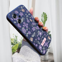 เคส PMP สำหรับ Redmi Note 11 Note 11S Note 11 5G Note 11 Pro Note 11 Pro 5G Note 11 Pro + 5G Note 11T Pro Note 11T Pro + ดอกไม้สีม่วงสวยงามกรณีโทรศัพท์ต้นฉบับสแควร์ซิลิโคนเหลวปลอกสำหรับสาวเต็มปกกล้องกันกระแทกกรณีการป้องกัน