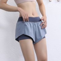 [COD] womens anti-light loose running training yoga quick-drying summer high waist outerwear fitness three-point